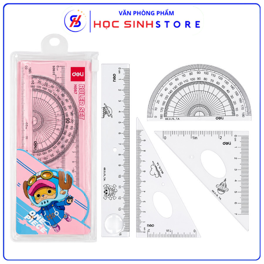 Bộ 4 Cây Thước Deli H17 15cm Nhựa Cứng Tiện Lợi, Chất Liệu Bền, An Toàn, Dành cho Học Sinh