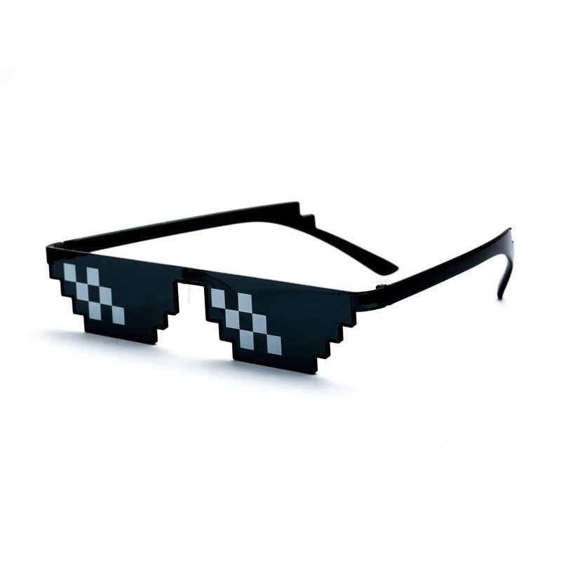 Thug Life 8 Bit Pixel Khảm Kính Mát Khung Vuông Unisex Thời Trang Đạo Cụ Ảnh Kính Mắt