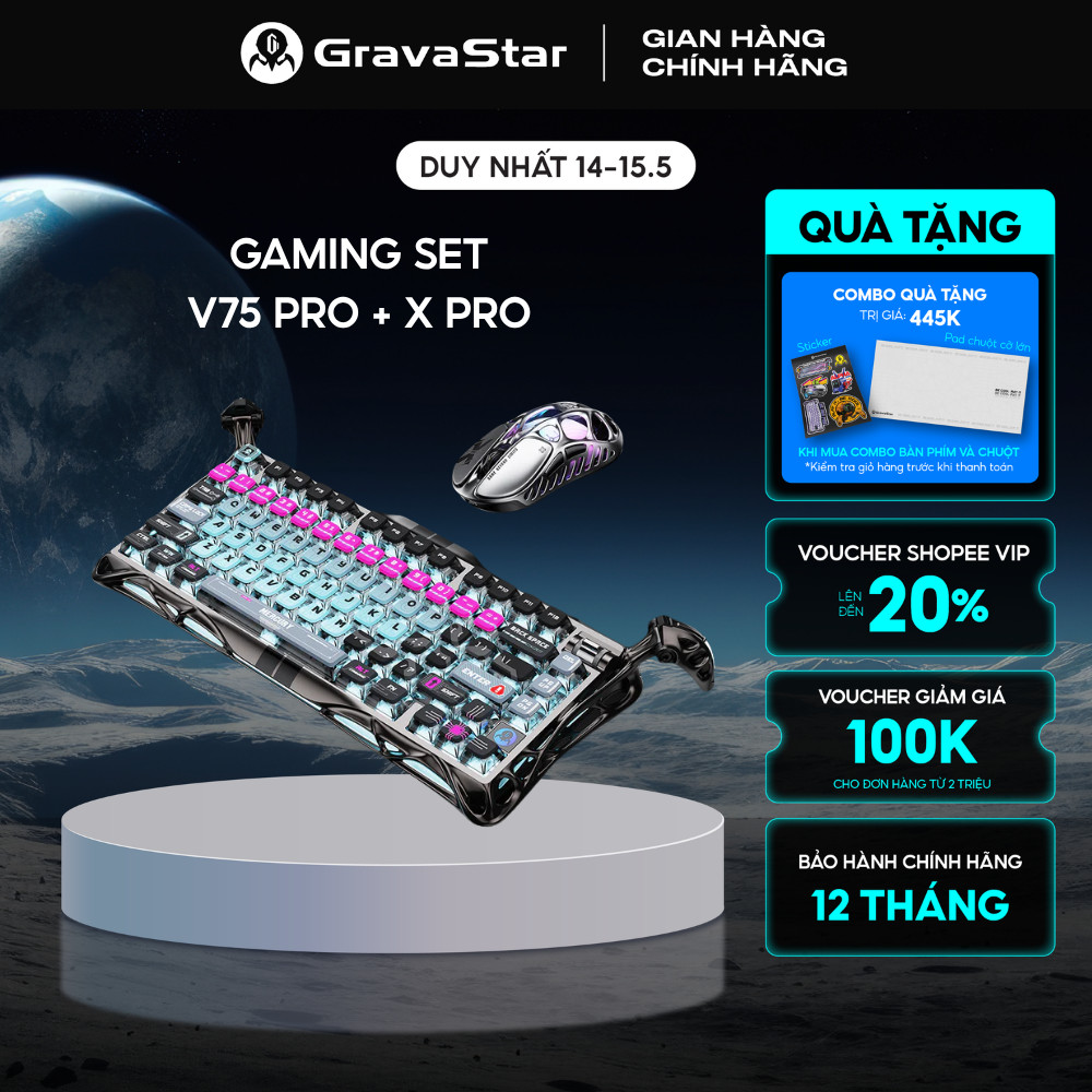 Bộ Bàn Phím và Chuột Gaming HE Gravastar Mercury V75 Pro và Chuột X Pro 8000Hz Polling Chuyên Dành C