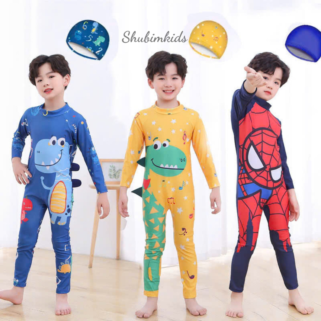 [Lucky Shop]-BD24-Bộ Đồ Liền Thân-Đồ Bơi Dài Tay Cho Bé Họa Tiết Ngộ Nghĩnh 3-12 Tuổi
