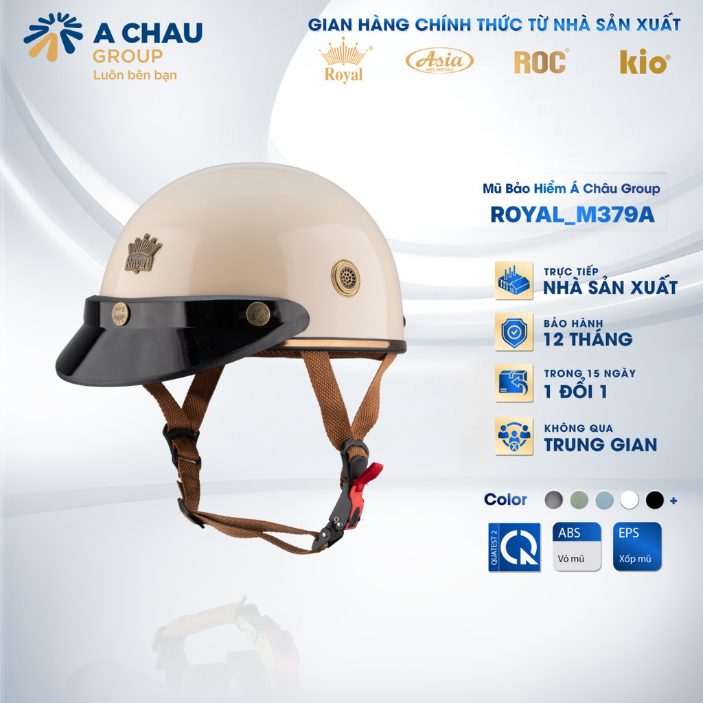 [Nhà Sản Xuất] Mũ Bảo Hiểm 1/2 Nửa Đầu Royal M379A Lưỡi Trai, Nón M379 Thời Trang Nam Nữ Chính Hãng