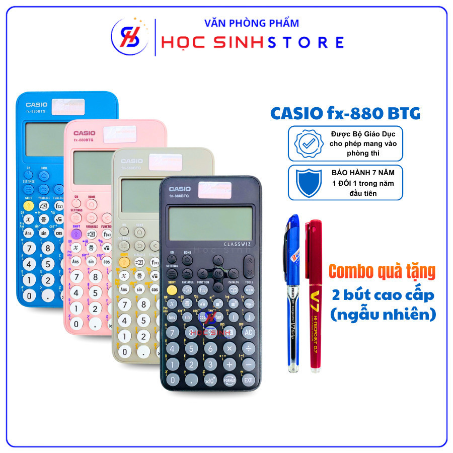 Máy Tính Casio FX-880 BTG Chính Hãng (Màu Đen, Hồng, Xanh, Xám) - VPP Học Sinh Store