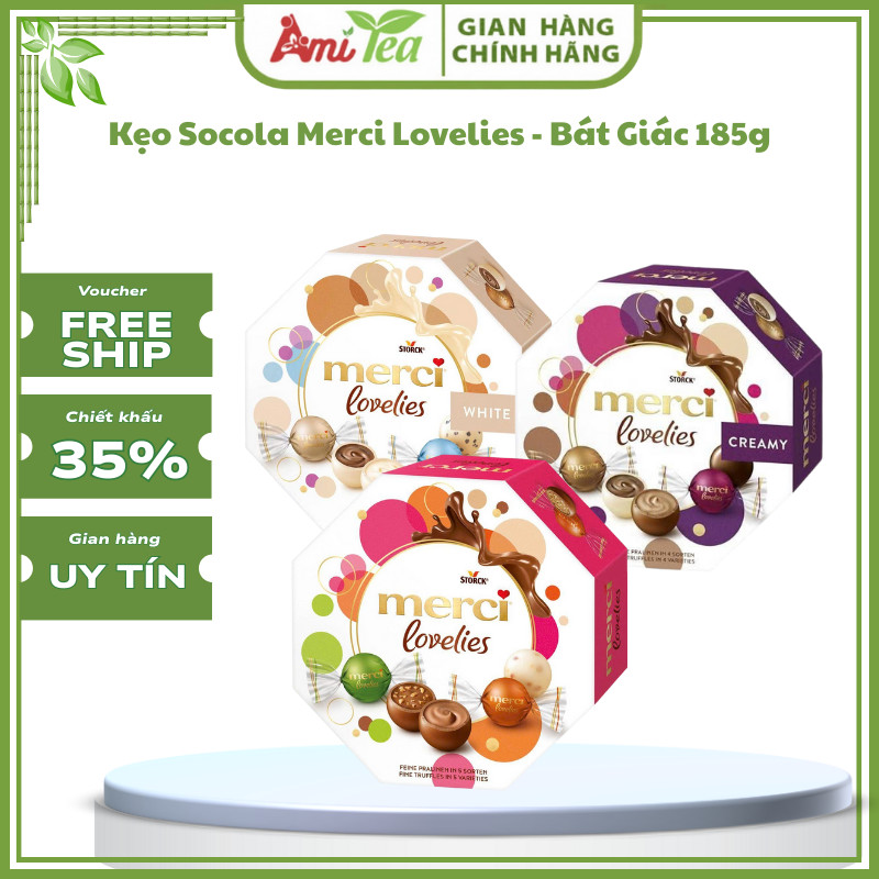 Kẹo Socola Merci Lovelies Bát Giác 185g, Ngọt Ngào Tan Chảy Cho Các Dịp Lễ Tình Nhân