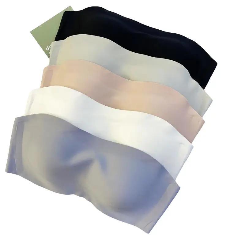 Women's Bras Non-Rimless Off-Shoulder, Two-Strap Lift Thin Foam Creates Slit Basic Color 4044