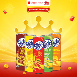  Bánh Lát Snack Khoai Tây Slide Vị Ngẫu Nhiên  Tự Nhiên Thịt Nướng Phô Mai Kem Chua & Hành Thơm Cay  Combo 5 Lonx90g 