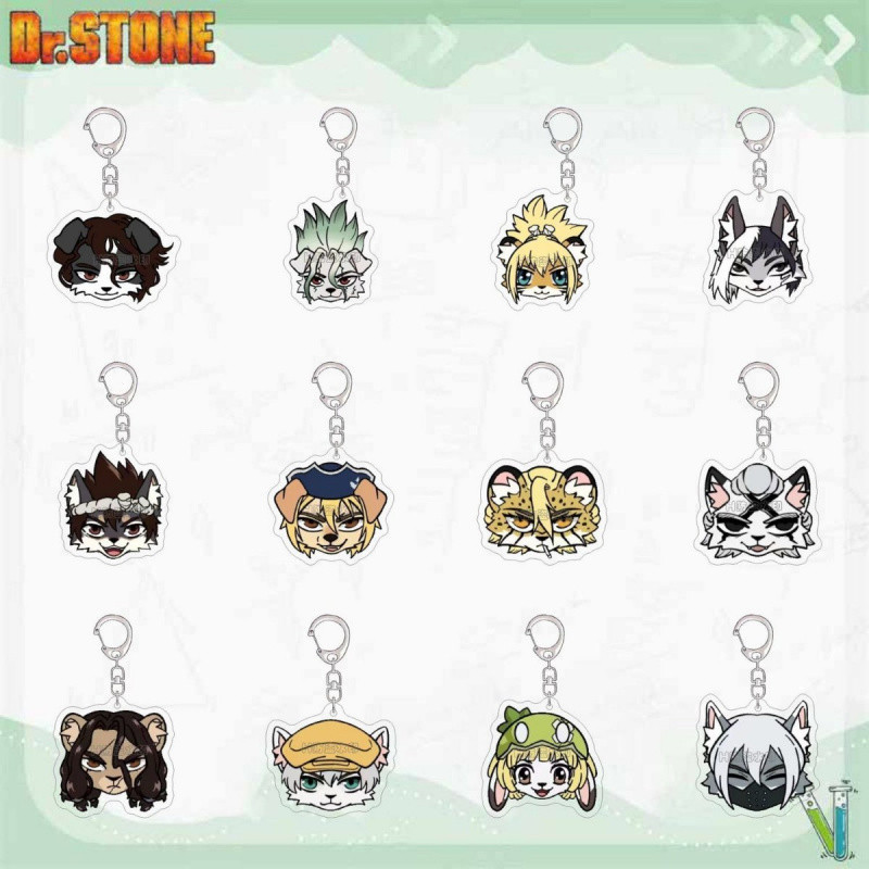 Cute Anime Dr.Stone Acrylic Keychain Model Cosplay Charm Characters Ornament Accessories Goods Key R