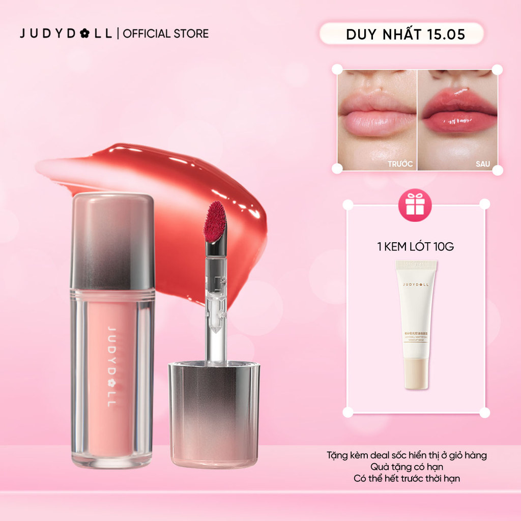 [NEW] JUDYDOLL Son Tint Bóng Đầu Sắt Nhung Dual Flash Watery Lip Gloss 2.0 Căng Bóng Dưỡng Môi Bền Màu 2.4g
