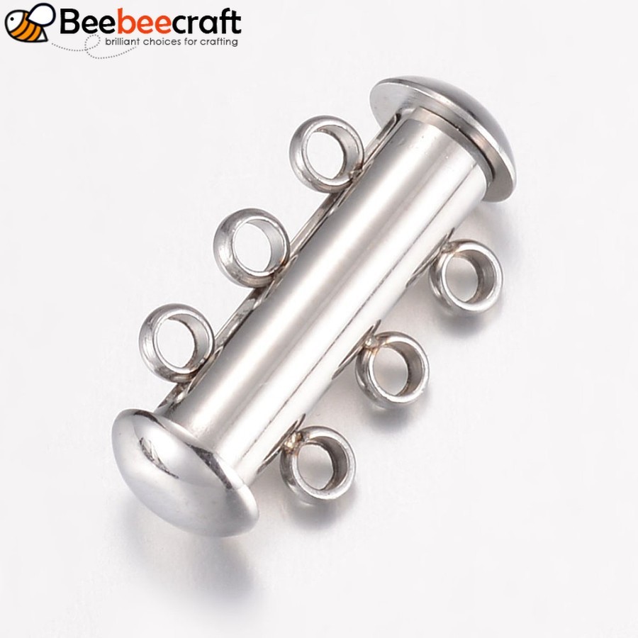1 Bộ Chống Mài Mòn Thép Không Gỉ 304 Trượt Khóa Móc Khóa Peyote Kẹp 3 Dây 6 Lỗ Ống Thép Không Gỉ Màu