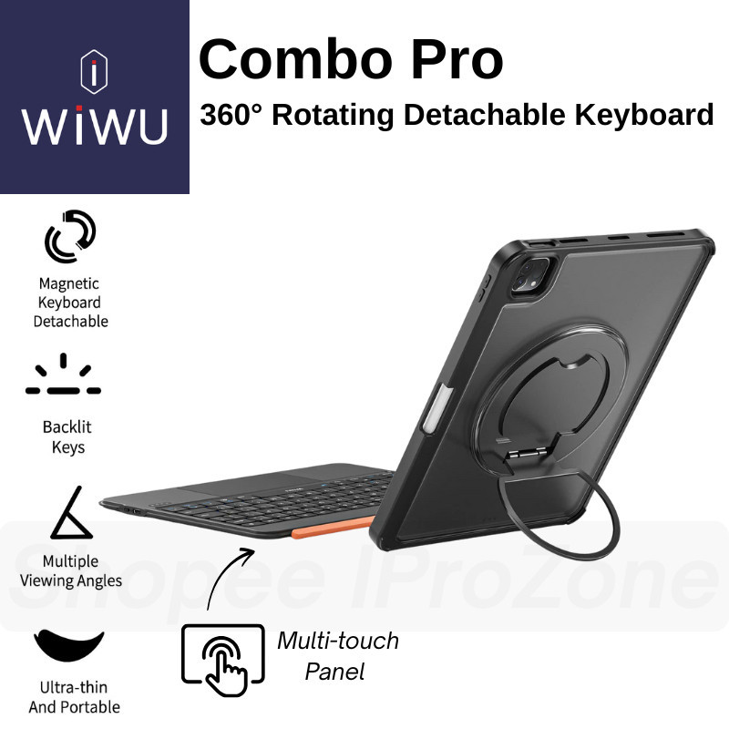 Bao Da Bàn Phím WIWU Combo Pro 3in1 MK-007 Keyboard cho IPad Gen 9,10 2022,pro 11 inch M4, Air 4,5,6