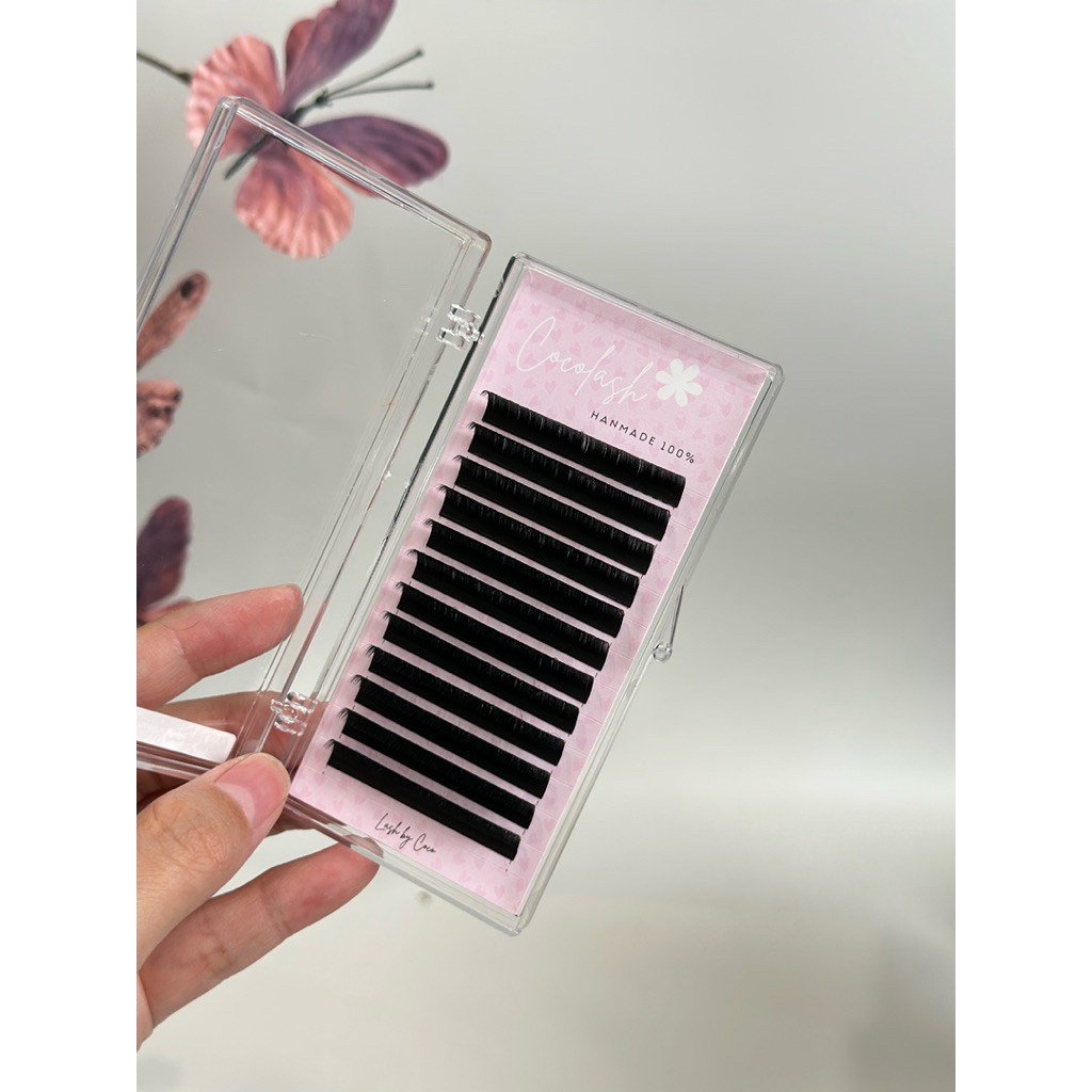 Mi Nối Coco Lash, Mi khay lông vũ 0.05, Cong J - B - C - CC - D, Chất liệu đen lì , mềm mại , hút ke