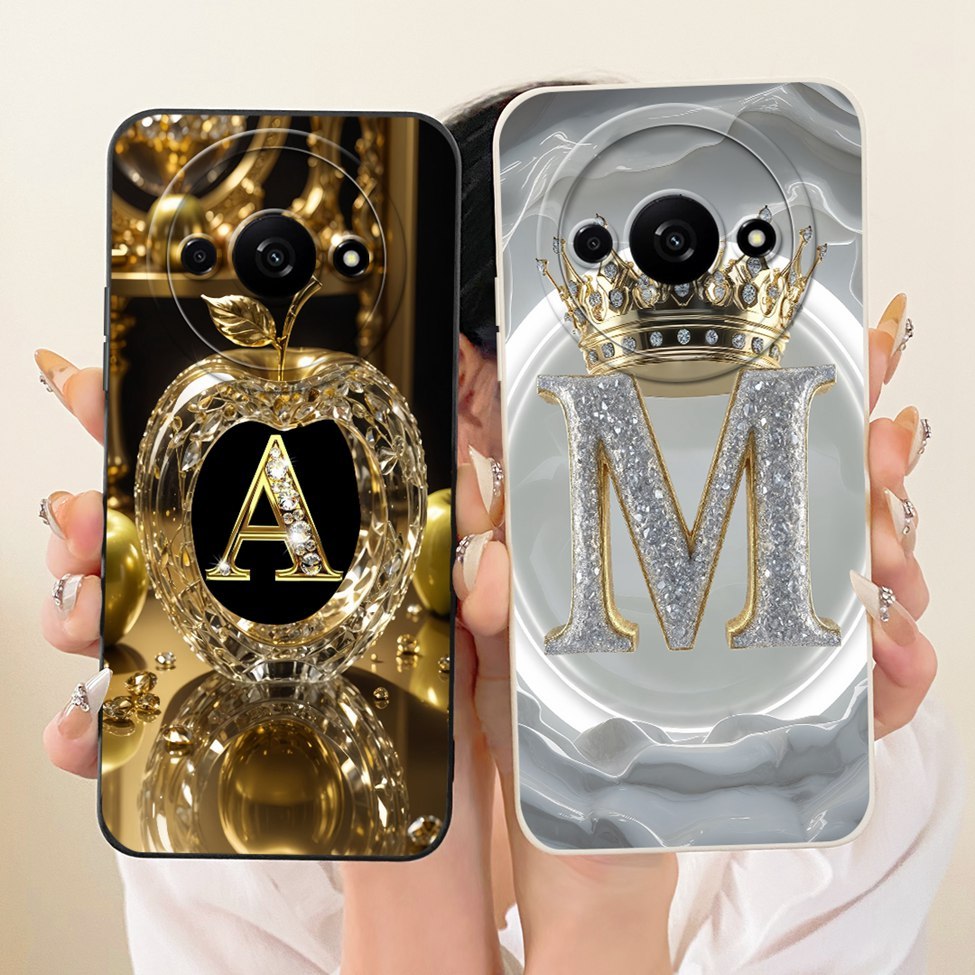 Dành Cho Redmi A3 Ốp Lưng Thẩm Mỹ Sang Trọng Chữ A-Z Vương Miện Thời Trang 2D Vỏ Sơn 23129RN51H 2312