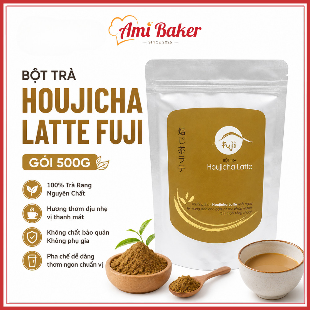 Bột Trà Houjicha Latte Hiệu Fuji Gói 500g Chuẩn Vị Nhật Bản
