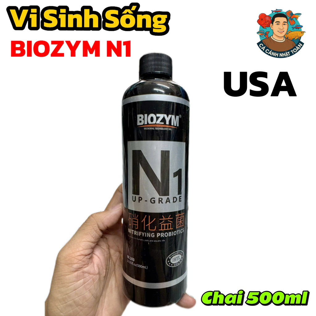 Biozym N1 Men Vi Sinh Sống Cho Bể Cá Cảnh, Làm Trong Nước (Chai 500ml)