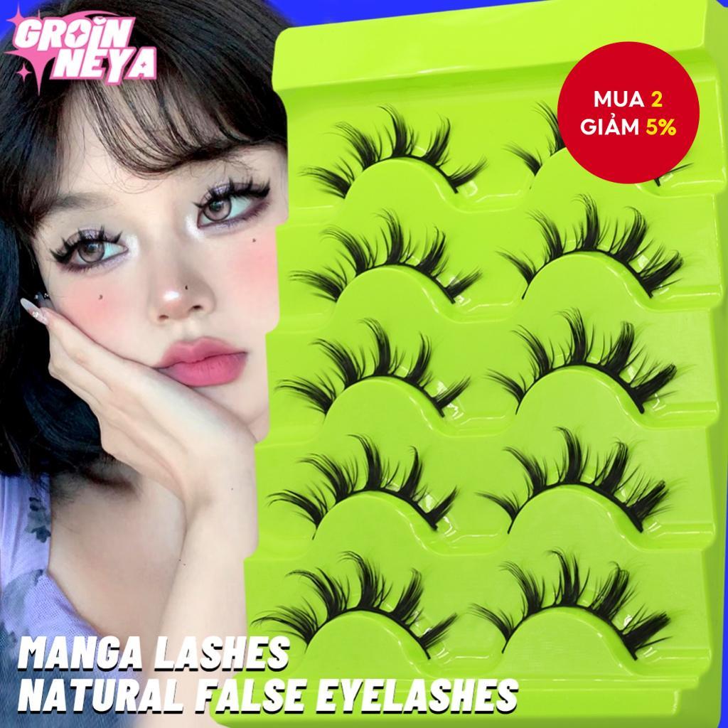 GROINNEYA Lông Mày Manga Lông Mi Mềm Tự Nhiên Dày Mi Giả Lông Mi Manga Lông Mi Trang Điểm Hẹn Hò Hàn