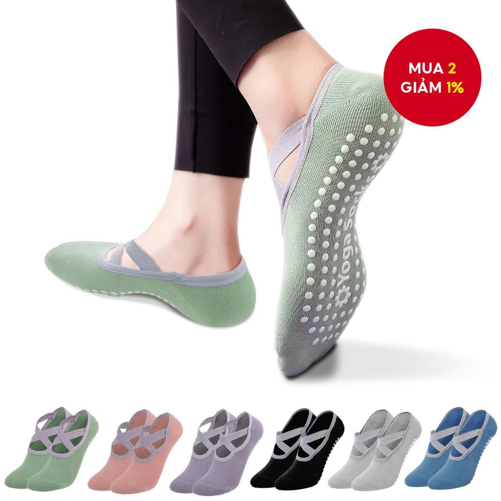 Socks Yoga Nữ Chống Trượt Với Dây Chéo - Vớ Thể Thao Có Grip Thêm Trong Yoga, Ballet, Barre, Pilates