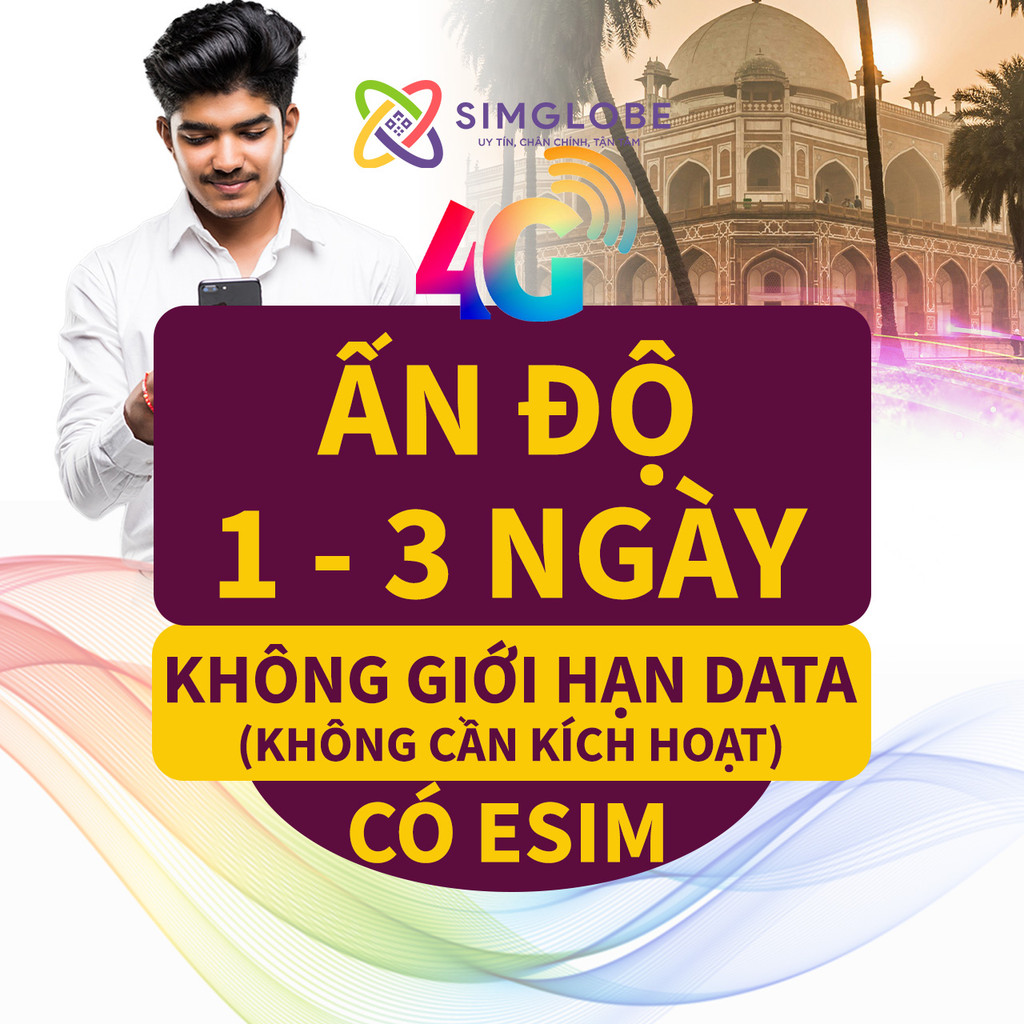 [BẢO HÀNH 1 ĐỔI 1] SIM DU LỊCH ẤN ĐỘ (INDIA) 1-3 NGÀY - KHÔNG CẦN KÍCH HOẠT - CÓ ESIM