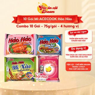 Mì tôm Hảo Hảo chua cay Acecook - Mì gói combo 10 vị tôm chua cay xào chua ngọt sườn heo tỏi phi thơm ngon  