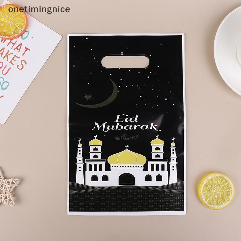 Onetimingnice 10 Cái 2025 Eid Mubarak Túi Xách Kẹo Bánh Quy Ăn Nhẹ Túi Quà Tặng Bao Bì Túi Cho Gia Đ