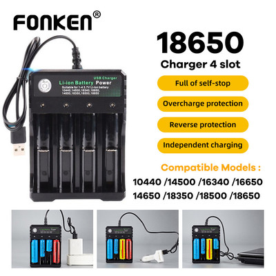Fonken 1 / 2 / 4 Khe Cắm Sạc USB 3.7V Li-ion Sạc Pin Cho 18650 18350 18500