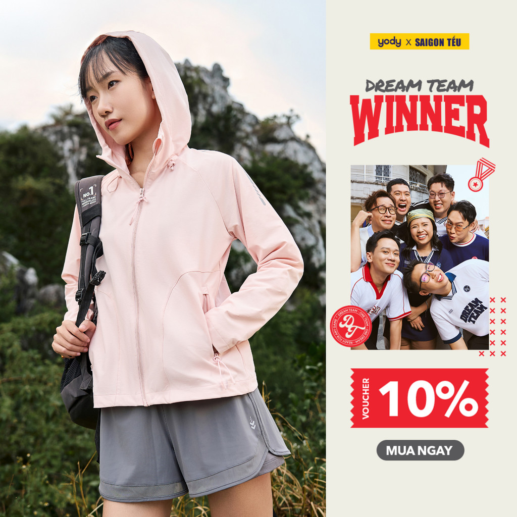 Áo khoác gió nữ 2 lớp YODY trượt nước siêu co giãn 4 chiều thoải mái, vải mềm mại WCWC25F045-AKN7010