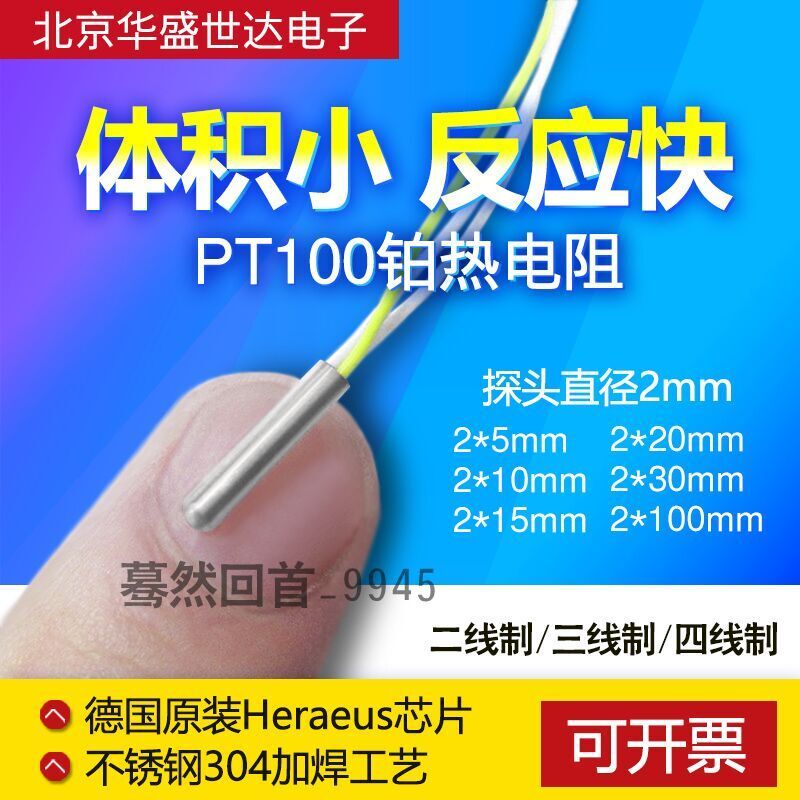 Cảm biến nhiệt độ siêu nhỏ Micro Pt100 Kháng bạch kim PT1000 Đầu dò cảm biến nhiệt độ 2mm Micro Hai 