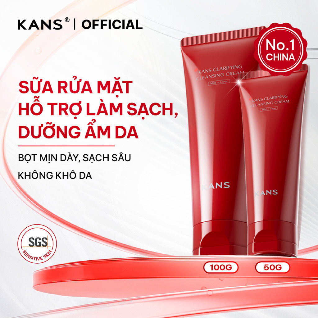 KANS Combo Sữa Rửa Mặt Đỏ giúp Làm Sạch Dầu Nhờn, Cấp Ẩm, Mờ nếp nhăn Clarifying Cleansing Cream (10