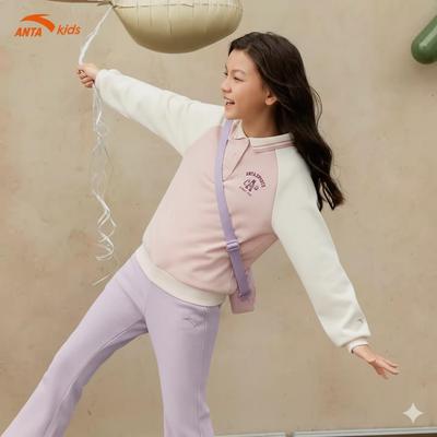 Áo Sweater Nỉ Bé Gái ANTA Kids 362547730U – Lót Lông Mềm Mại, Giữ Ấm, Phối Màu Xinh