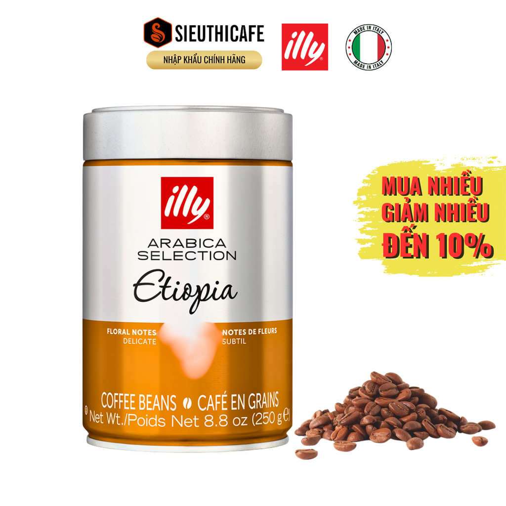 Cà Phê Hạt Illy Coffee - Arabica Etiopia – 100% Arabica - Lon 250g