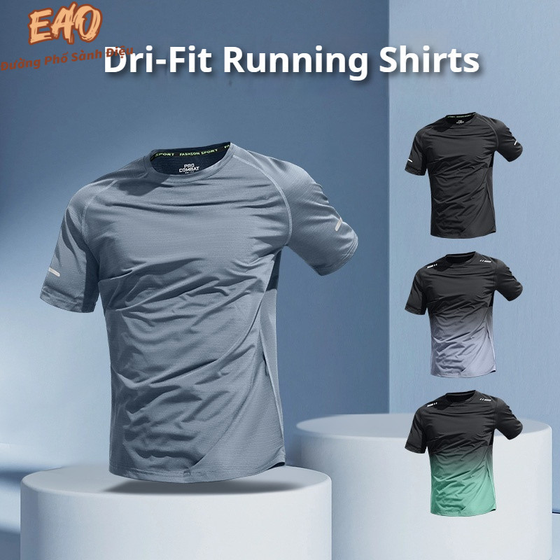 EATHO Áo thun nam cổ tròn Ice Silk khô nhanh, phù hợp chạy bộ và tập thể dục mùa hè