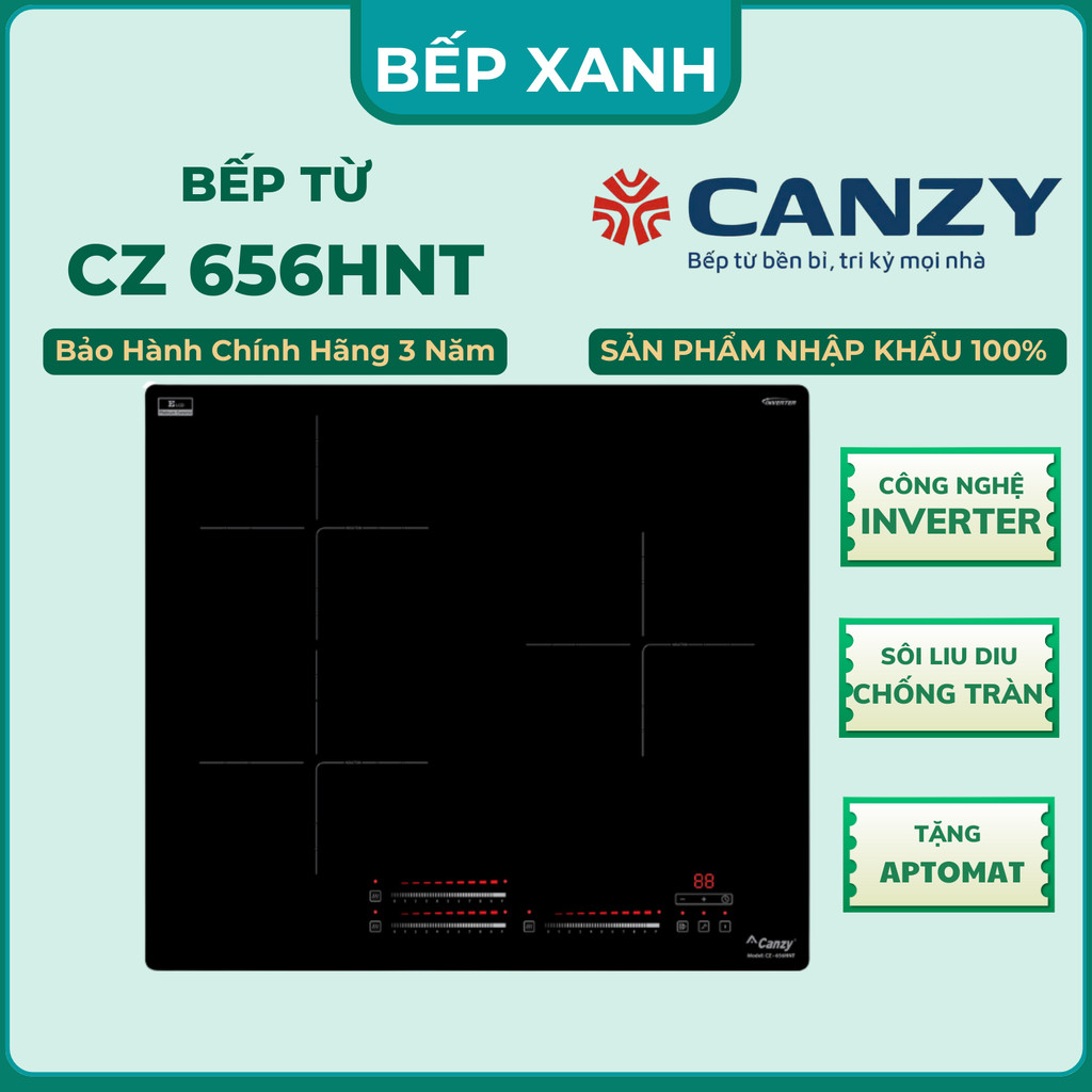 Bếp ba từ Canzy CZ 656HNT. bếp ba từ âm bàn thế hệ mới. bếp điện từ chính hãng bảo hành 3 năm