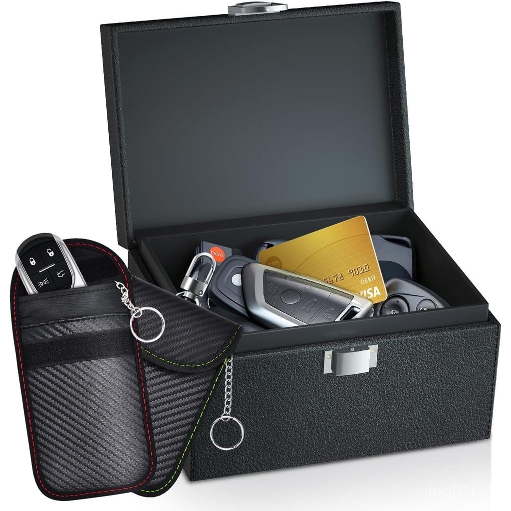 Bảo vệ chìa khóa Faraday, Hộp Faraday cho chìa khóa ô tô với 2 GÓI Túi Faraday, Hộp RFID cho chìa kh