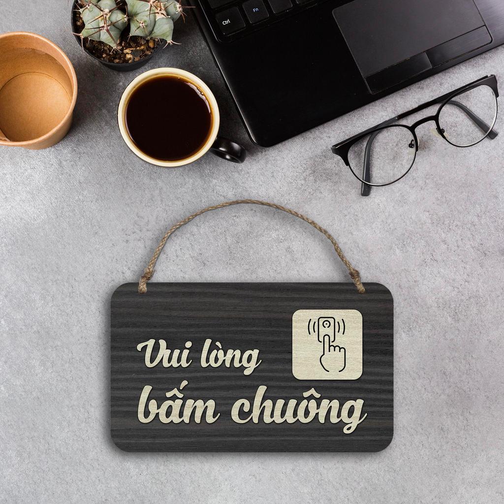 Bảng gỗ decor treo cửa "Vui lòng bấm chuông" Trang trí cửa ra vào Decor Phòng khách