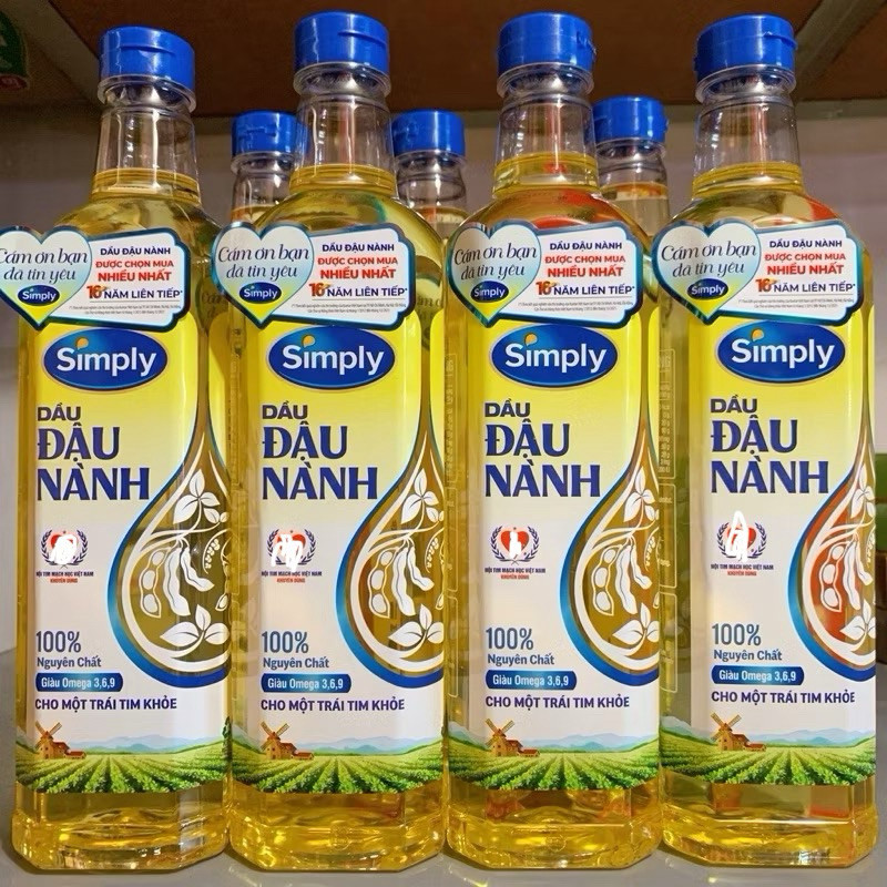[Bán lẻ 1 chai] Dầu Ăn Đậu Nành Simply/ neptune / mezan / cái lân / tường an  1L