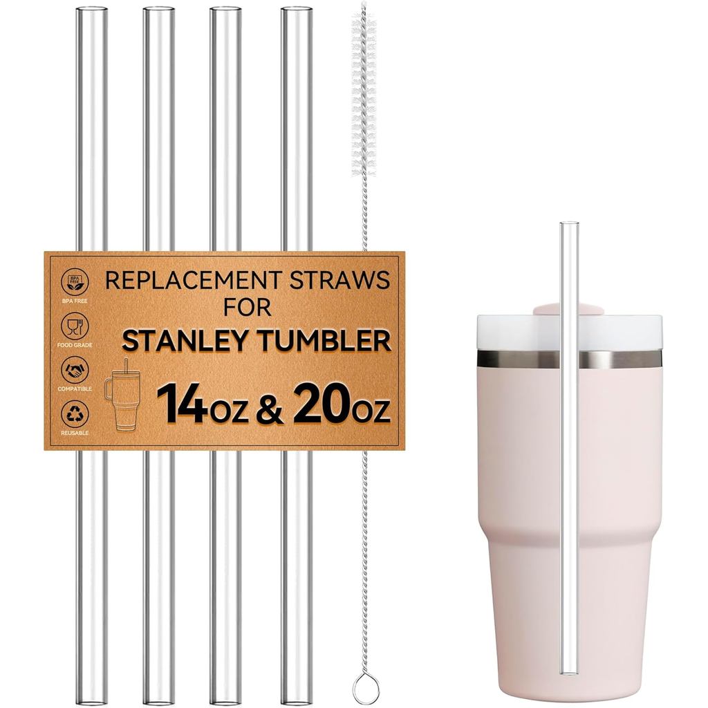 Ống Hút Thay Thế Cho Stanley 14 oz & 20 oz Tumblers, Ống Hút Có Thể Tái Sử Dụng Trong Suốt Cho STANL