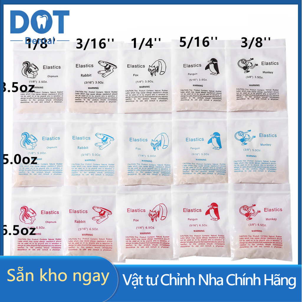 Túi 500 Chun liên hàm chỉnh nha - Thun liên hàm niềng răng - Chun đeo mắc cài, kéo niềng răng, chỉnh