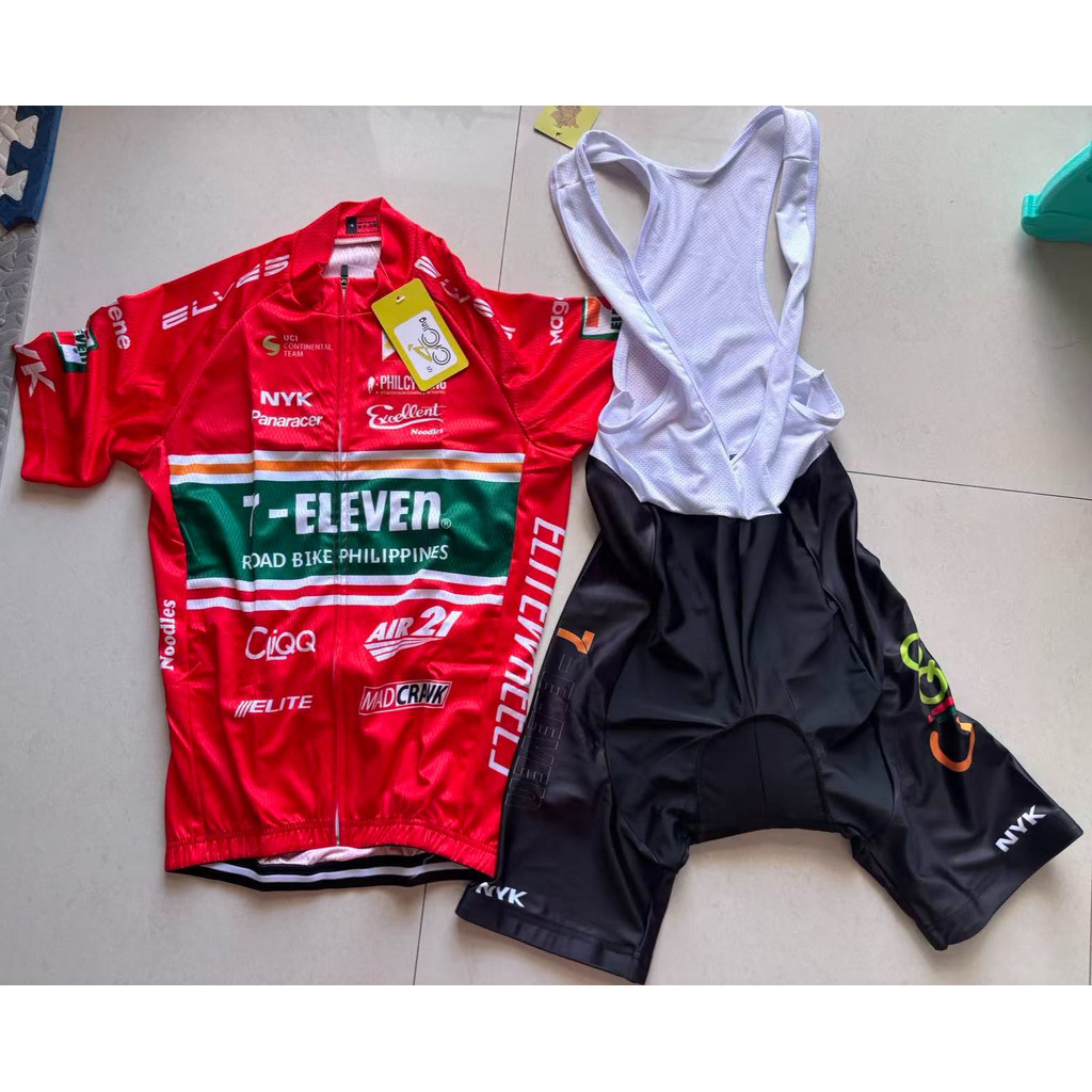 7 Eleven RoadBike Jersey Set Xe Đạp Jersey PHILIPPINES Áo Đi Xe Đạp Đội Đỏ Retro Vintage Bộ Quần Áo