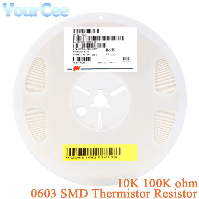 Bộ 50 0603 Điện Trở Nhiệt SMD 10KΩ 100KΩ Ohm ± 5% Điện Trở
