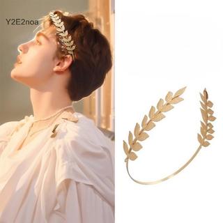 Y2E2noa Mới Retro Màu Vàng Lá Mũ Vương Miện Tiara Mũ Nữ Thần Hy Lạp Trang Sức Cưới Phụ Kiện Tóc HOT
