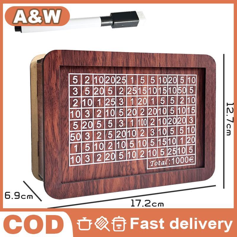 [WHP] Wooden Handmade Piggy Bank Money Saving Box With Goal Counter Reusable Coin Storage