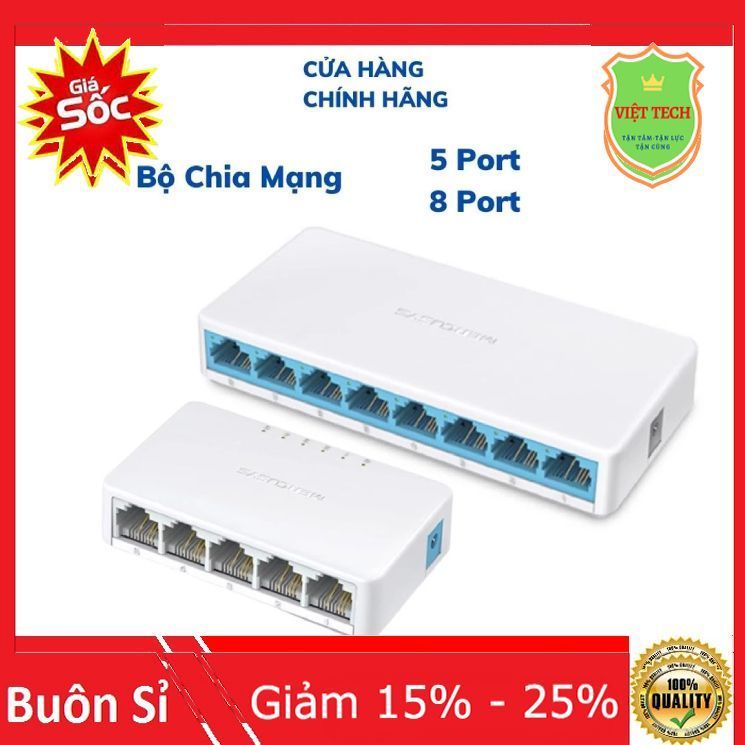 Bộ chia mạng Switch 5 cổng / 8 cổng tốc độ 1G (1000Mbps) hoặc 100Mbps