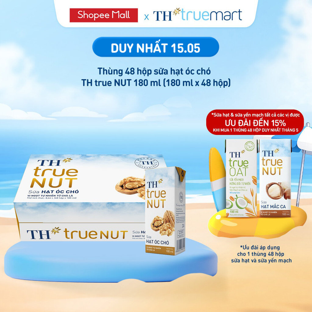 Thùng Sữa Hạt TH true NUT milk Óc Chó 180ml (48 Hộp)