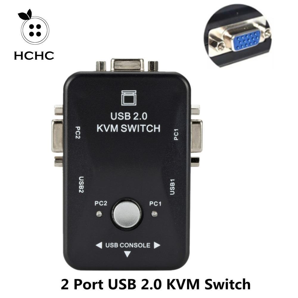 HCHC 2 Cổng VGA KVM Switch, 2 Trong 1 Ra VGA USB 2.0 KVM Switch Splitter, Phím Chuột Chia Sẻ Linh Ho