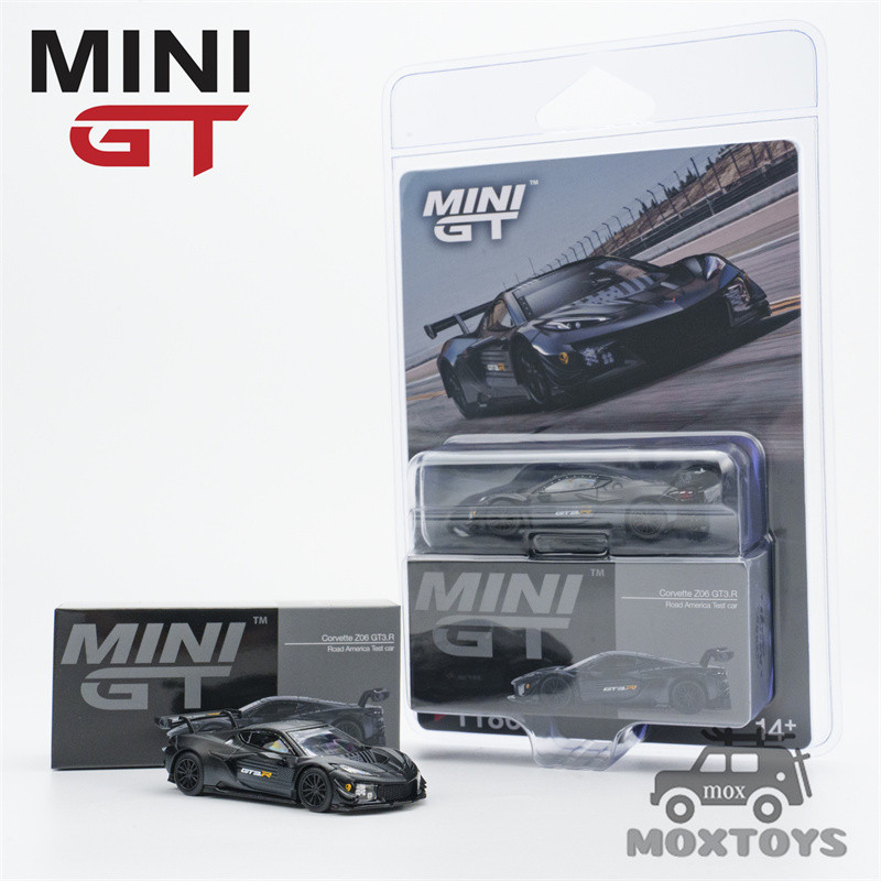 MINI GT 1: 64 Corvette Z06 GT3.Xe thử nghiệm R Road America Black Diecast Model Car