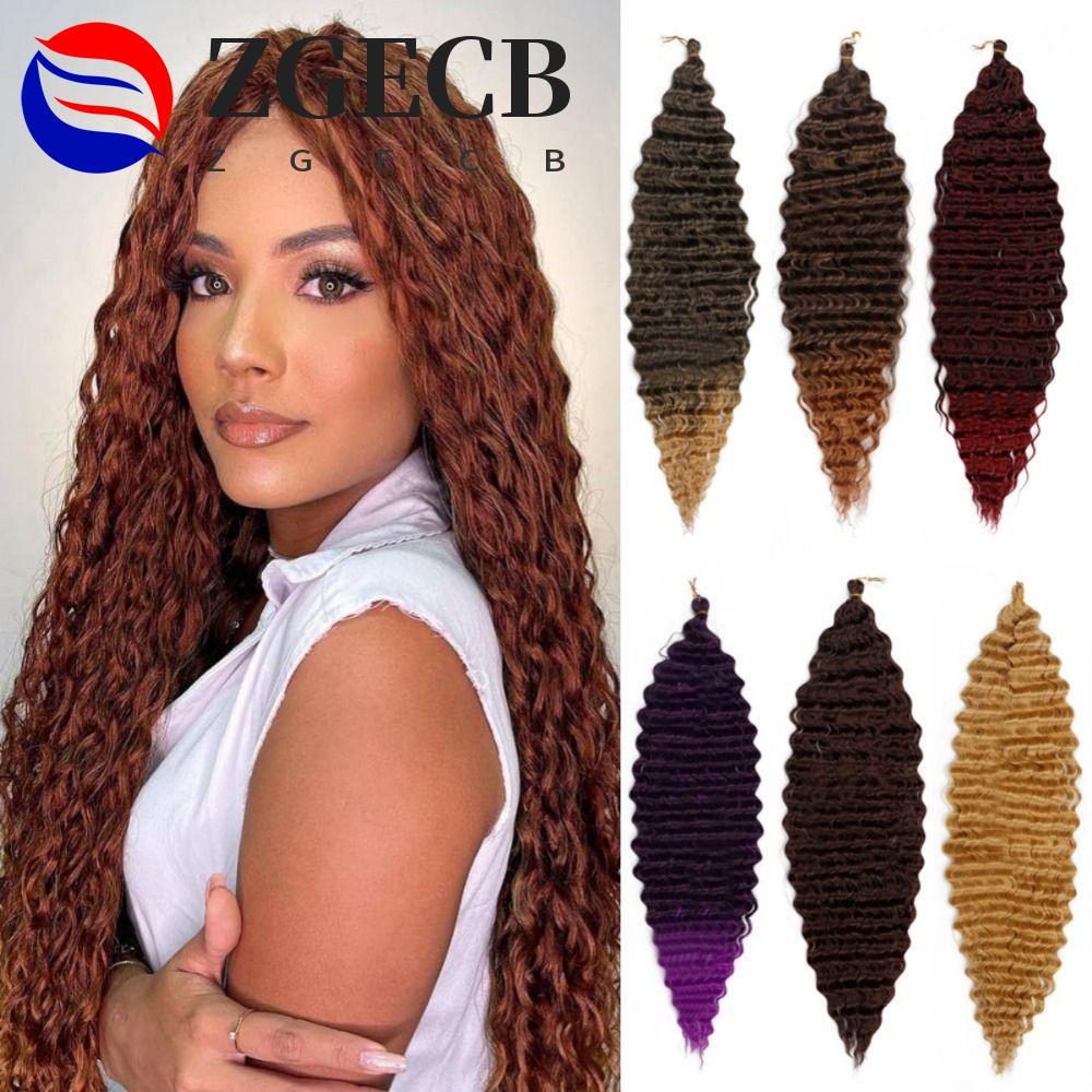 ZGECB Deep Wave Crochet Hair, Ombre Afro Curls Passion Twist Braid Hair Extension, 30Inch Water Wave