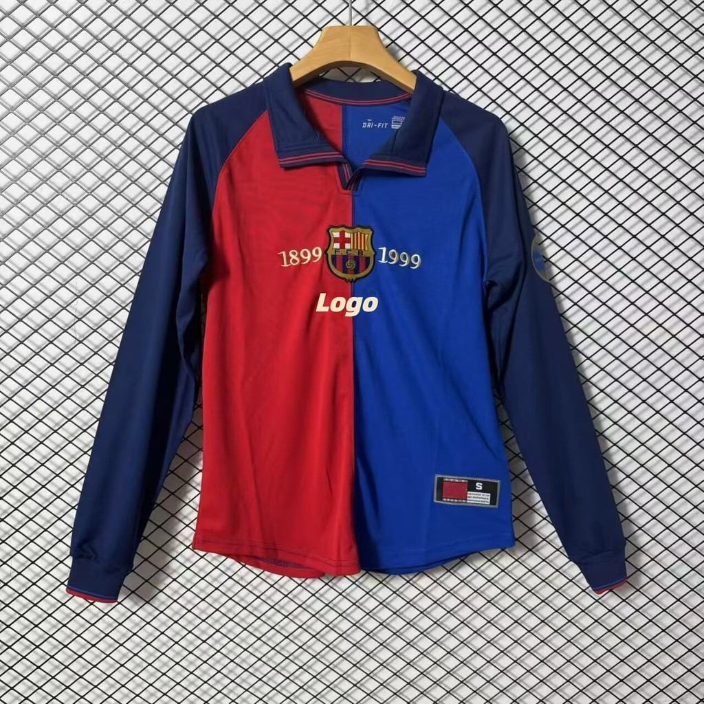 S-XXL Retro Edition Barcelona 1899 / 1999 Áo thun nam dài tay Barcelona Home