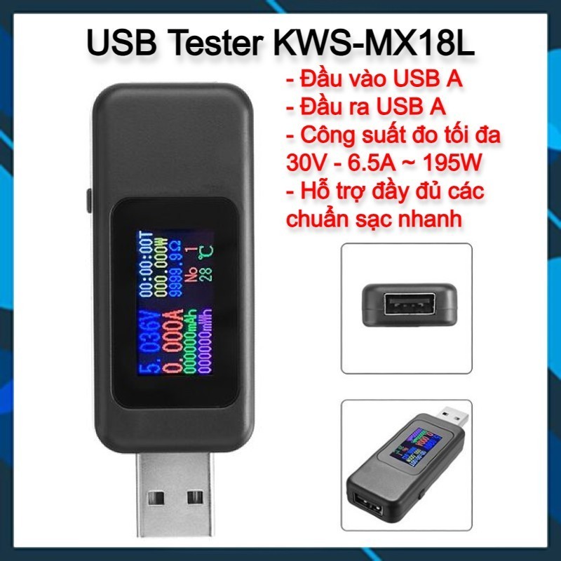 [NEW] USB tester / test thiết bị đo test dòng điện điện áp màn hình màu USB Type C PD sạc pin dự phò