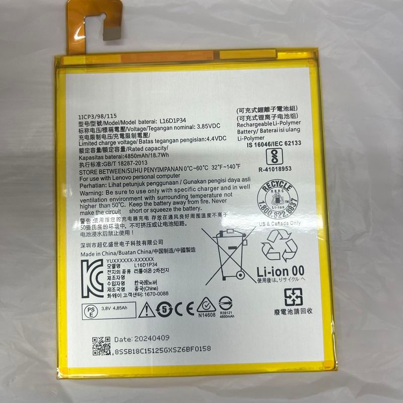 Thích hợp cho pin máy tính bảng TAB4 8 TB-8504N TAB4 8plus 8704X L16D1P34