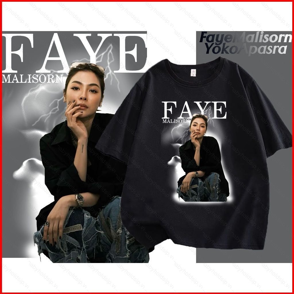 BS1 Trống Dòng Faye Lễ Kỷ Niệm Yoko Apasra Thái Phim Truyền Hình Phía Trước Lưng Kaos Áo Thun Cospla
