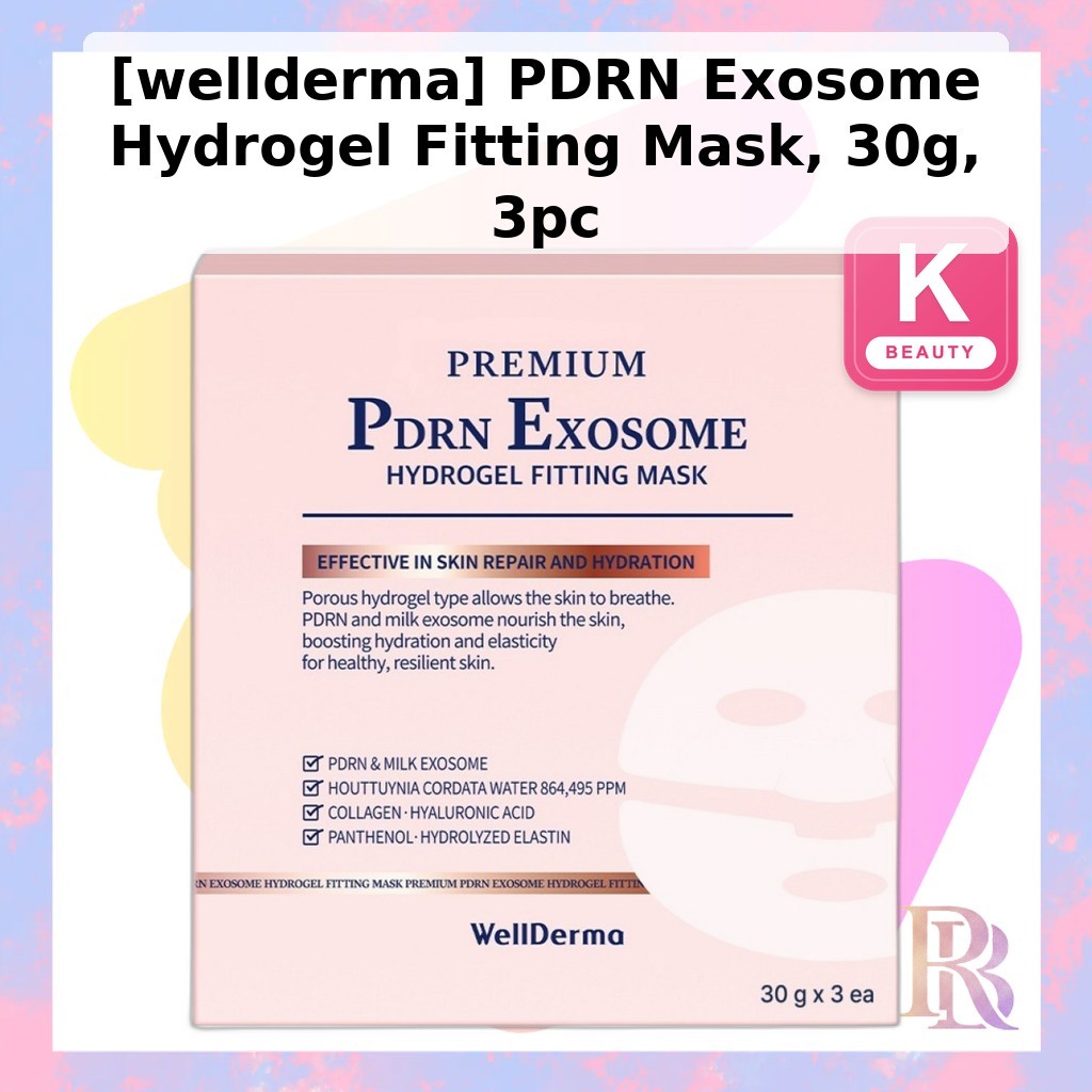 [wellderma] Mặt nạ lắp Hydrogel PDRN Exosome, 30g, 3pc / Mặt nạ Hydrogel Hàn Quốc / Công nghệ Exosom
