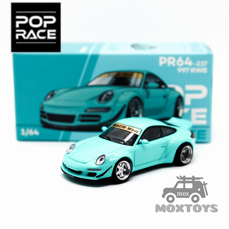 Pop Race 1: 64 Rauh-Welt RWB997 Duck Wing Blue Diecast Model Car